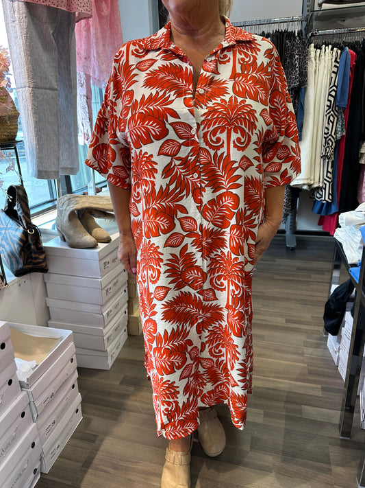 Kuviollinen paitamekko punainen