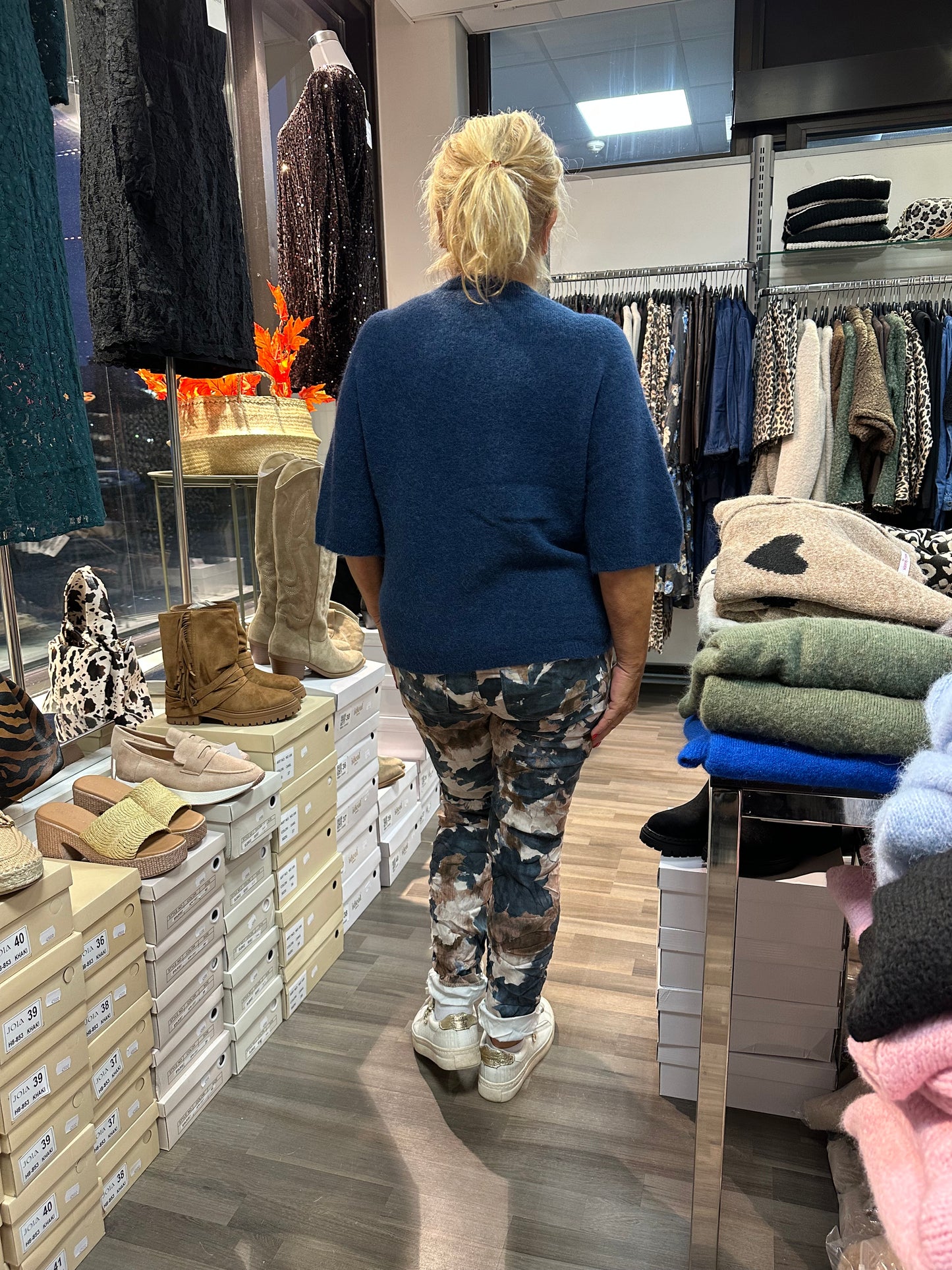 Kuviolliset säämiskähousut sininen