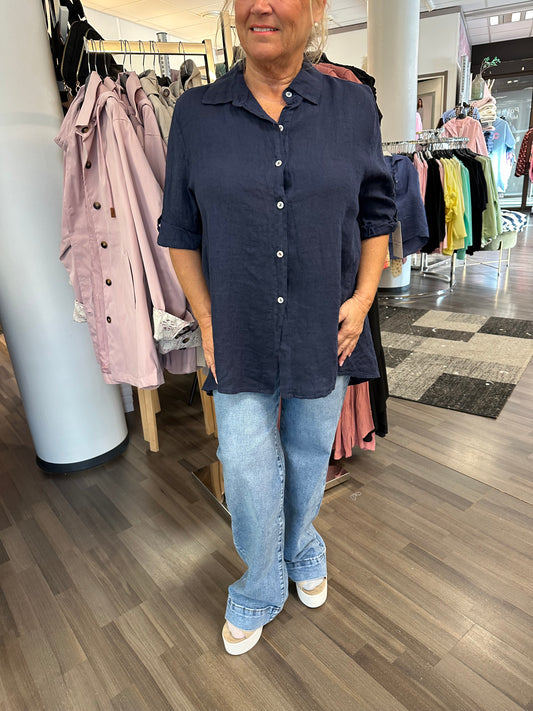 Pellavapaitis tummansininen