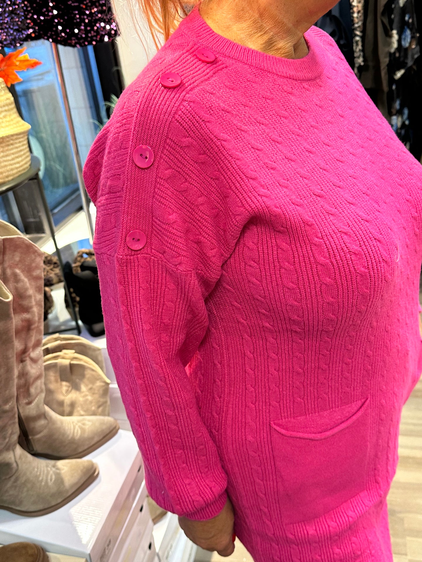 Neuletunika/mekko pinkki