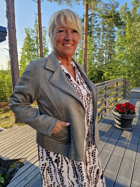 Keinomokkainen biker jakku khaki