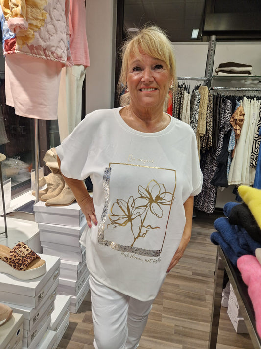 College t-paita valkoinen