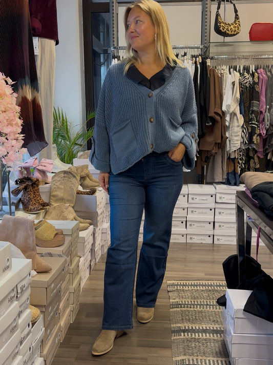 Suoralahkeinen farkku kuminauhavyötäröllä