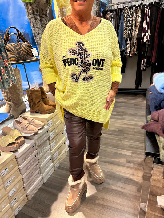 Mikki oversize-neule keltainen