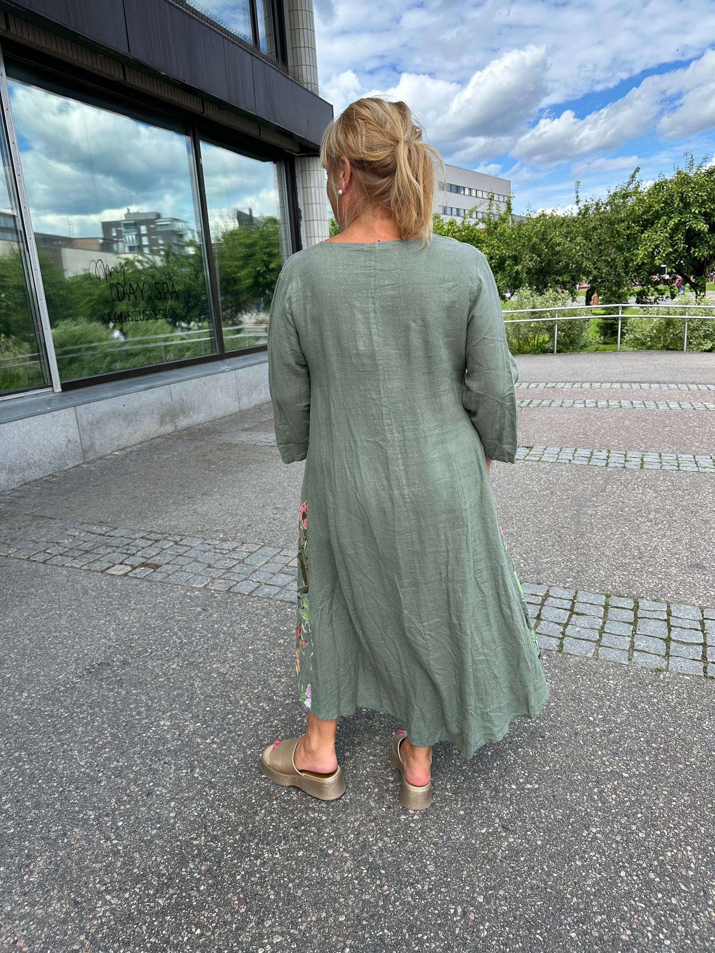 Pellavamekko (beessi ja vihreä)