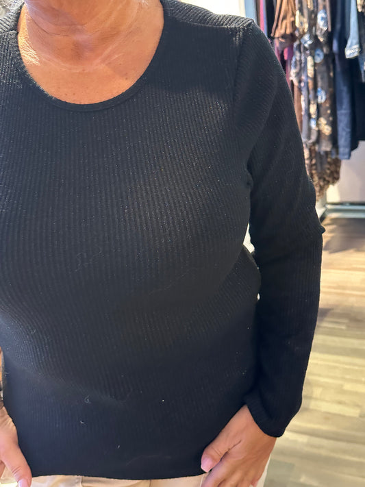 Pitkähihainen ribbipusero musta