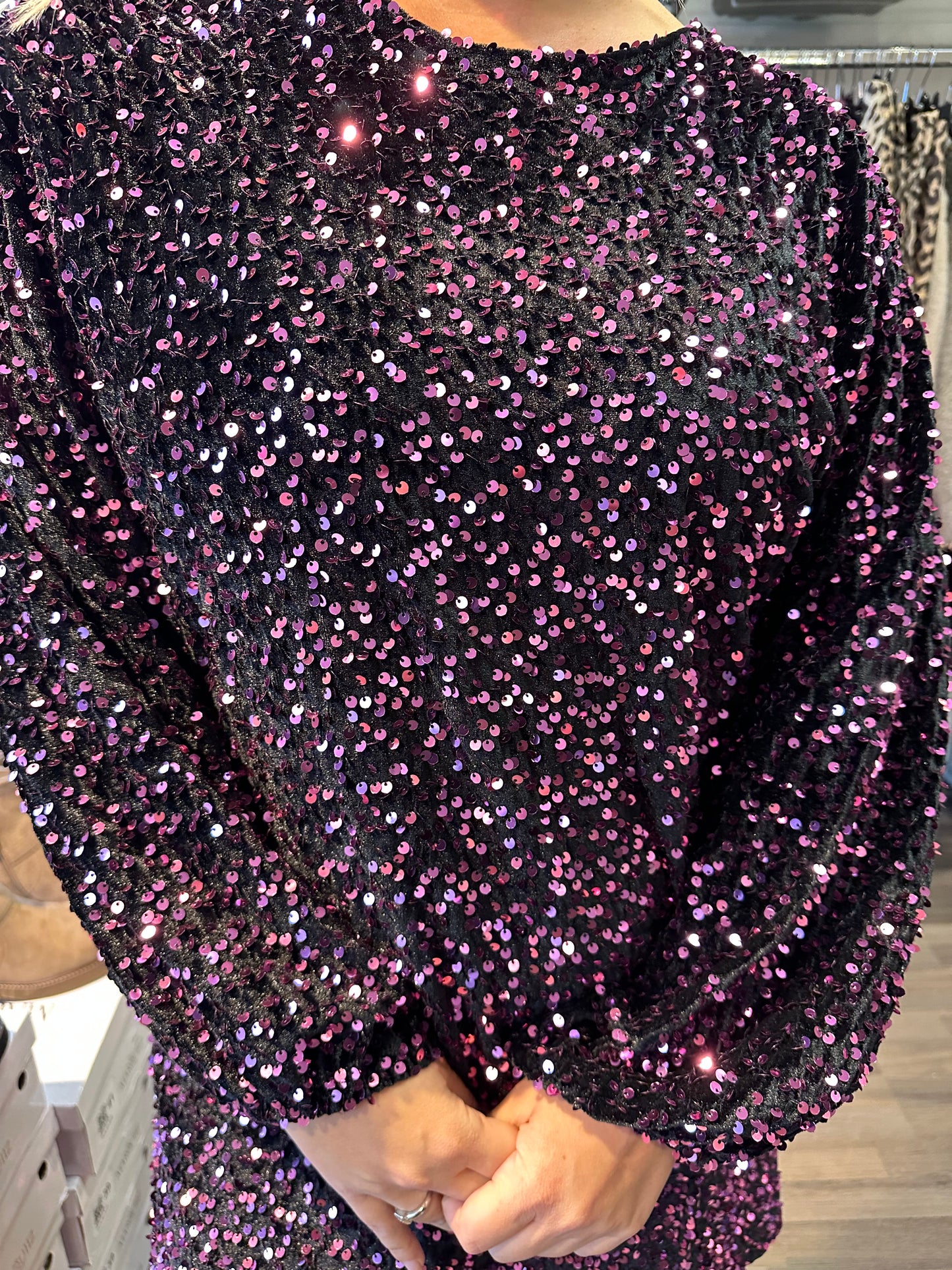 Samettinen paljettimekko pinkki