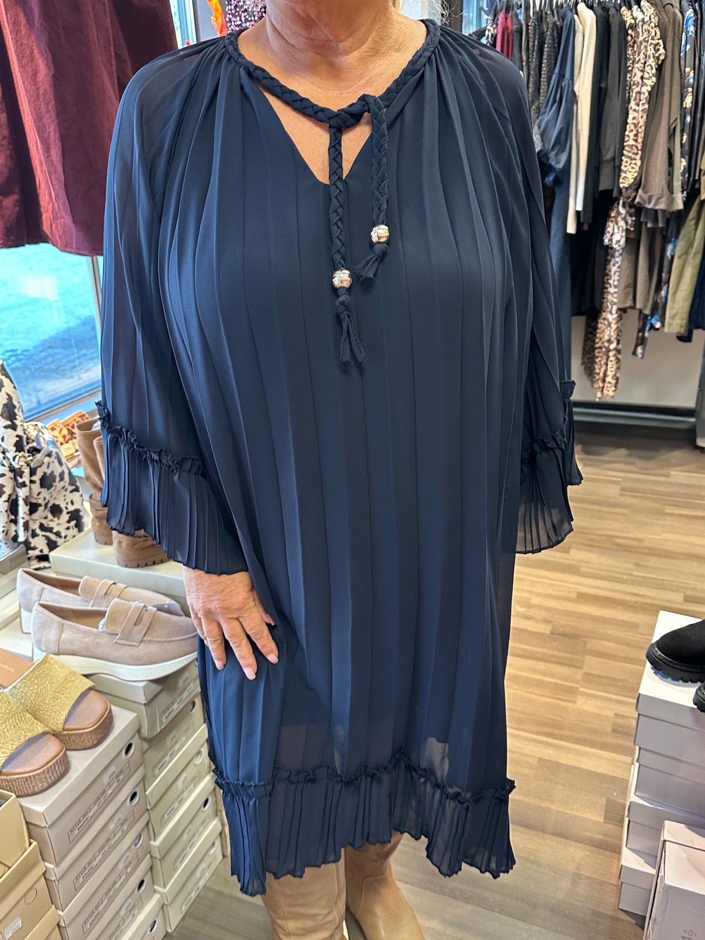 Plussize sifonkitunika/mekko tummansininen