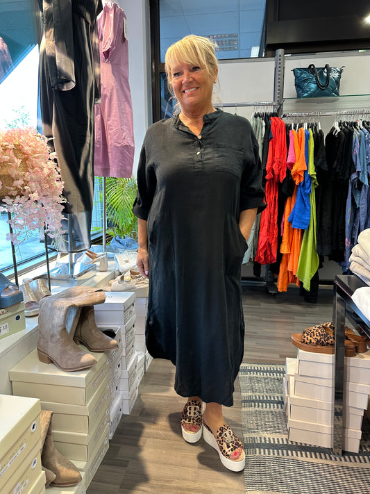 Pellava-viskoosimekko musta