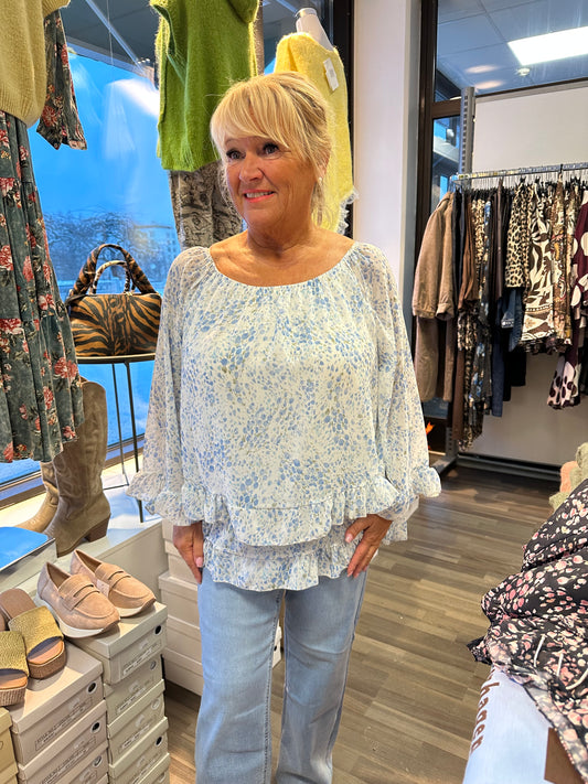 Kukallinen sifonkipusero sininen