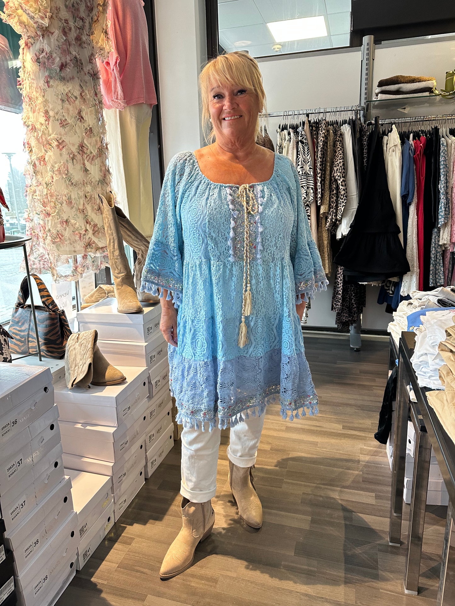 Plussize bohotunika sininen