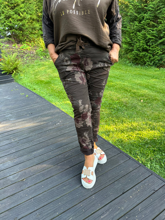 Fall Flower stretch housu ruskea