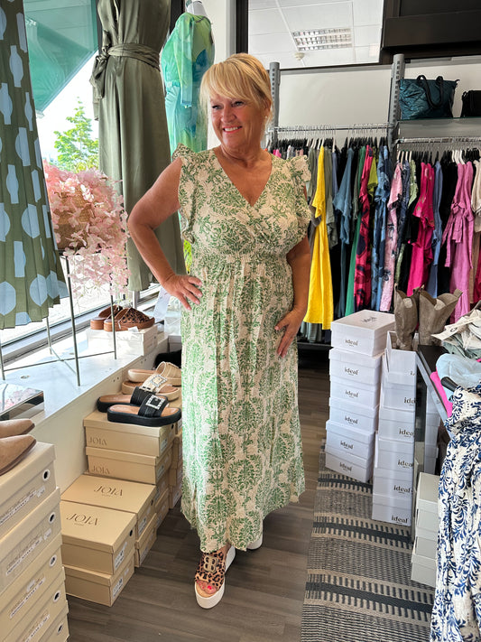 Frillaolkaiminen mekko vihreä