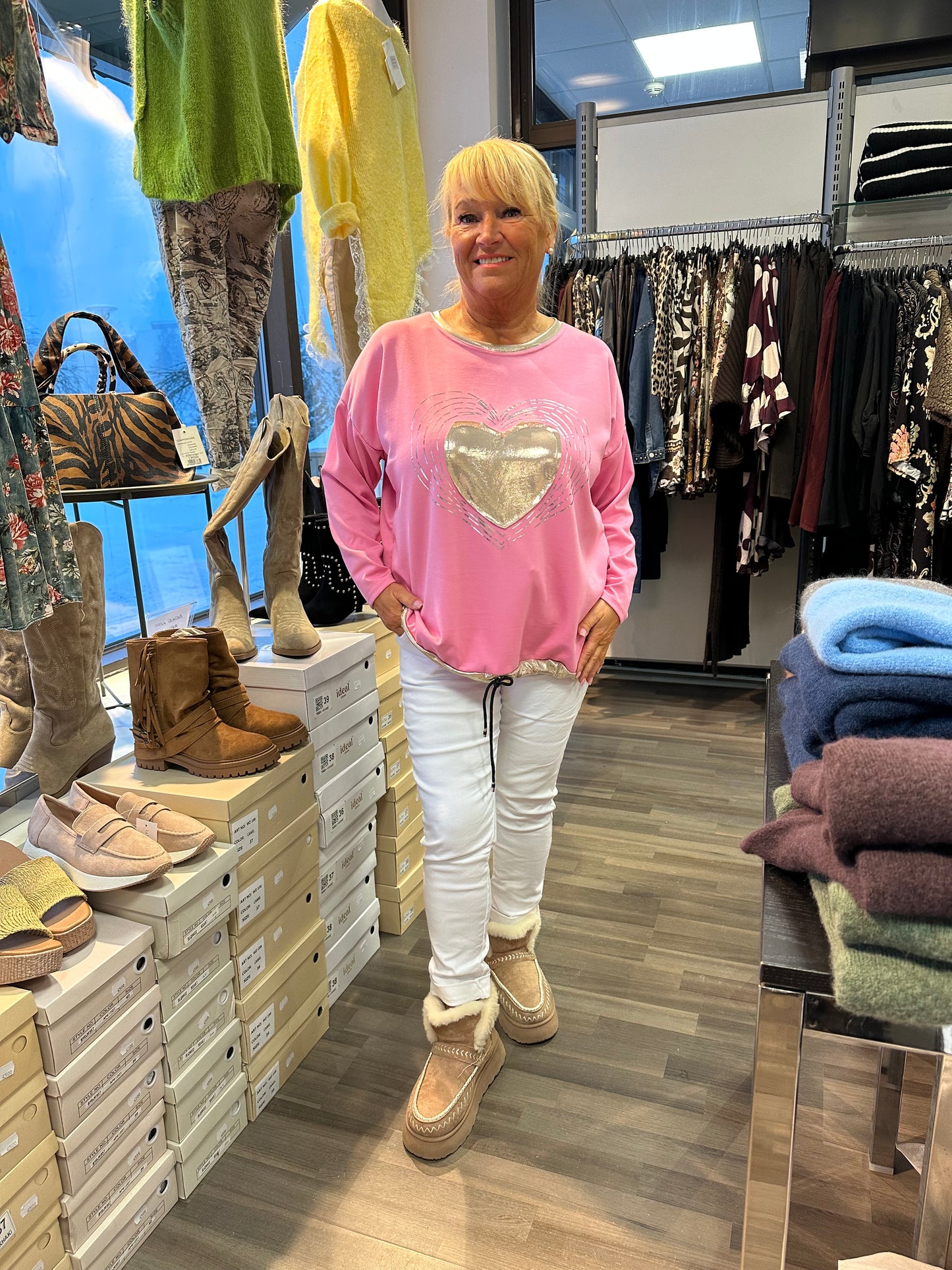 College-pusero Metallic Heart pinkki