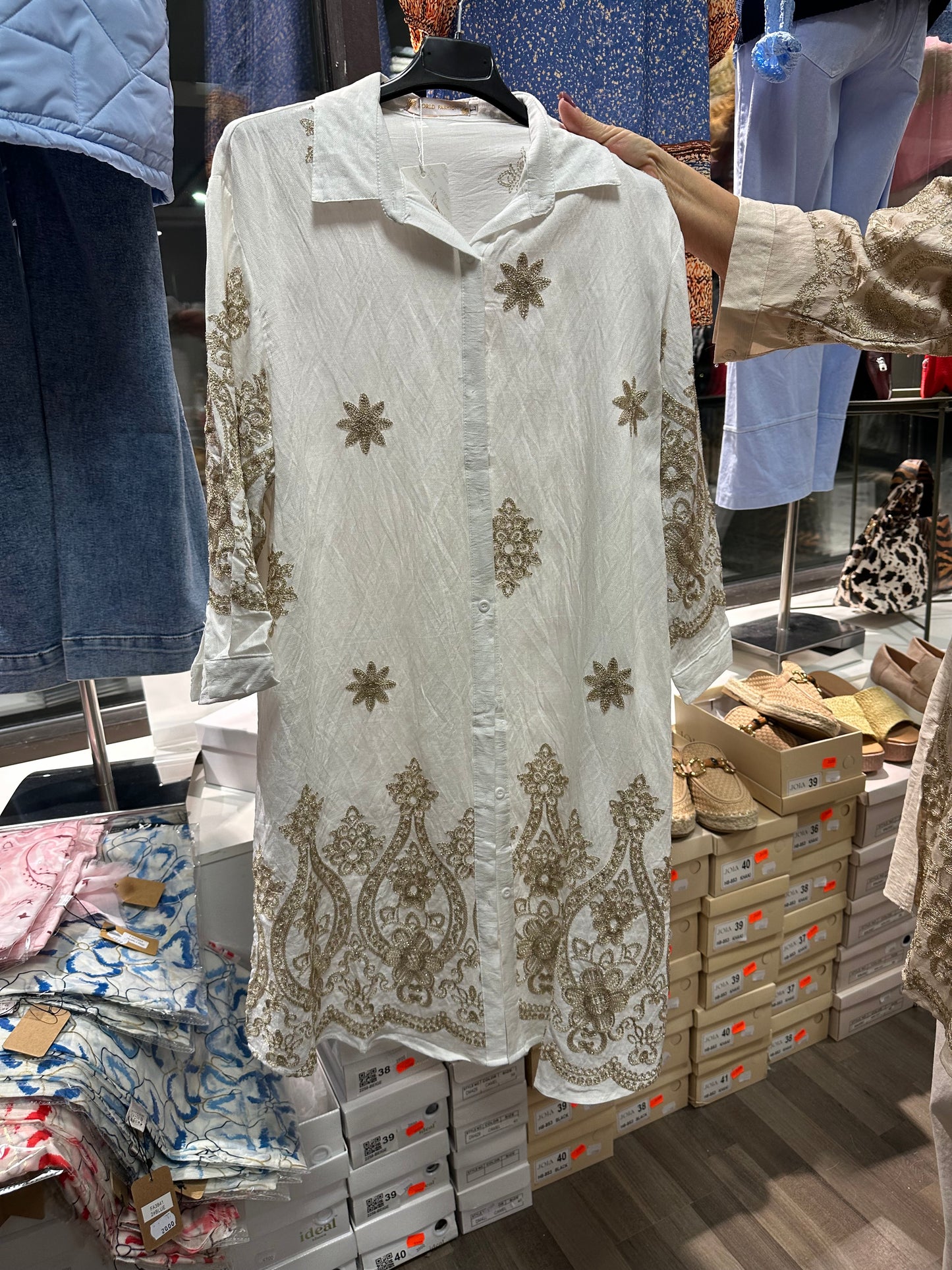 Plussize kirjailtu puuvillatunika (3 väriä)