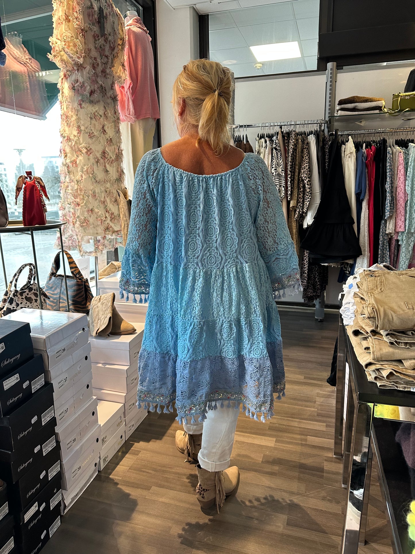 Plussize bohotunika sininen