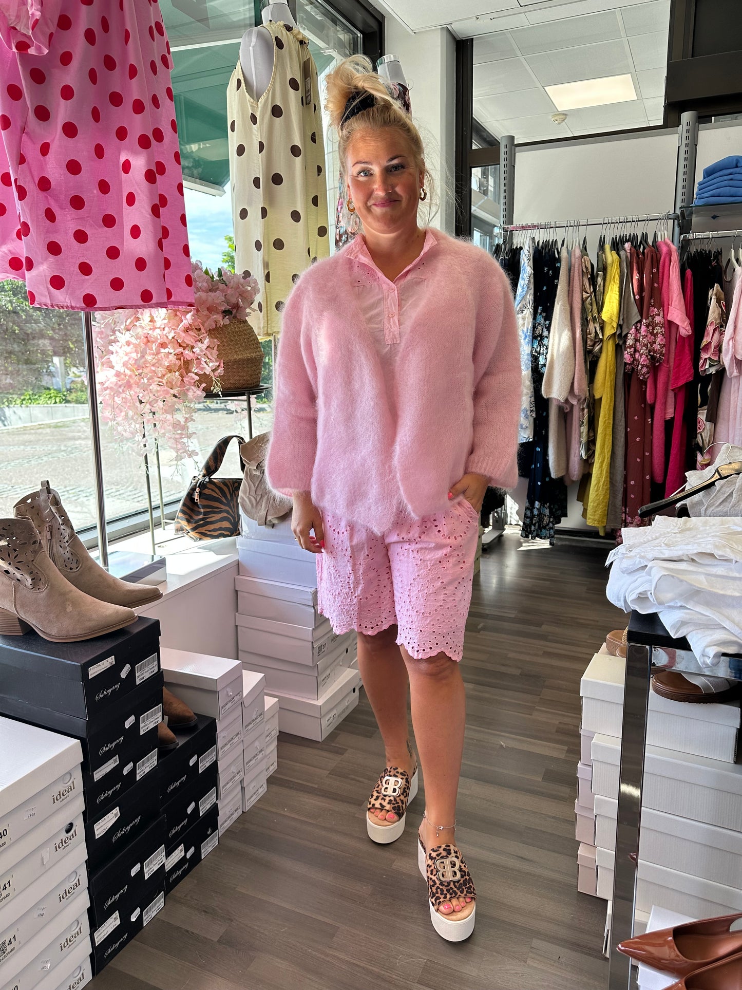 Mohair neuletakki roosa