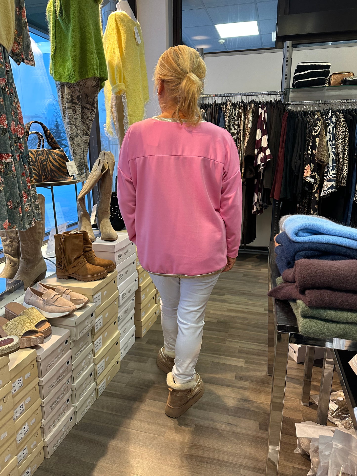 College-pusero Metallic Heart pinkki