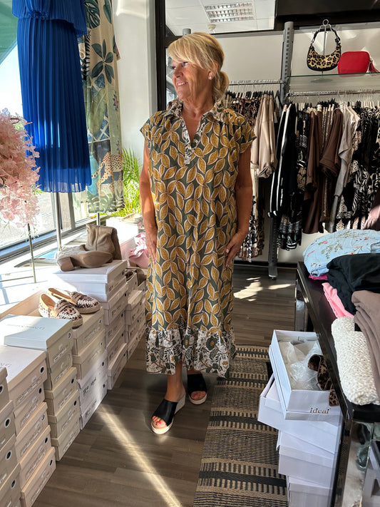 Plussize puuvillamekko vihreä