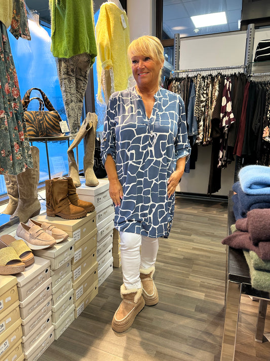 Liukaspintainen pitkä tunika sininen