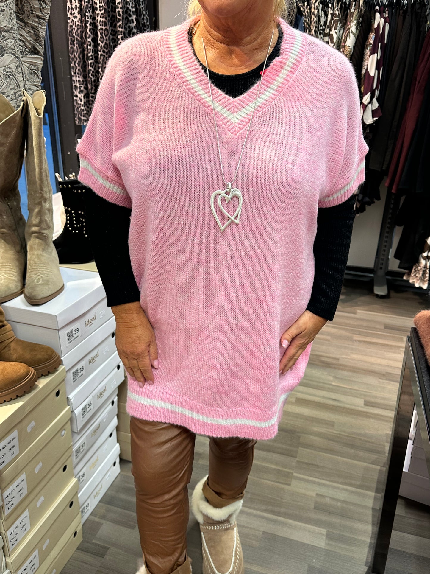 Plussize neuleliivi roosa