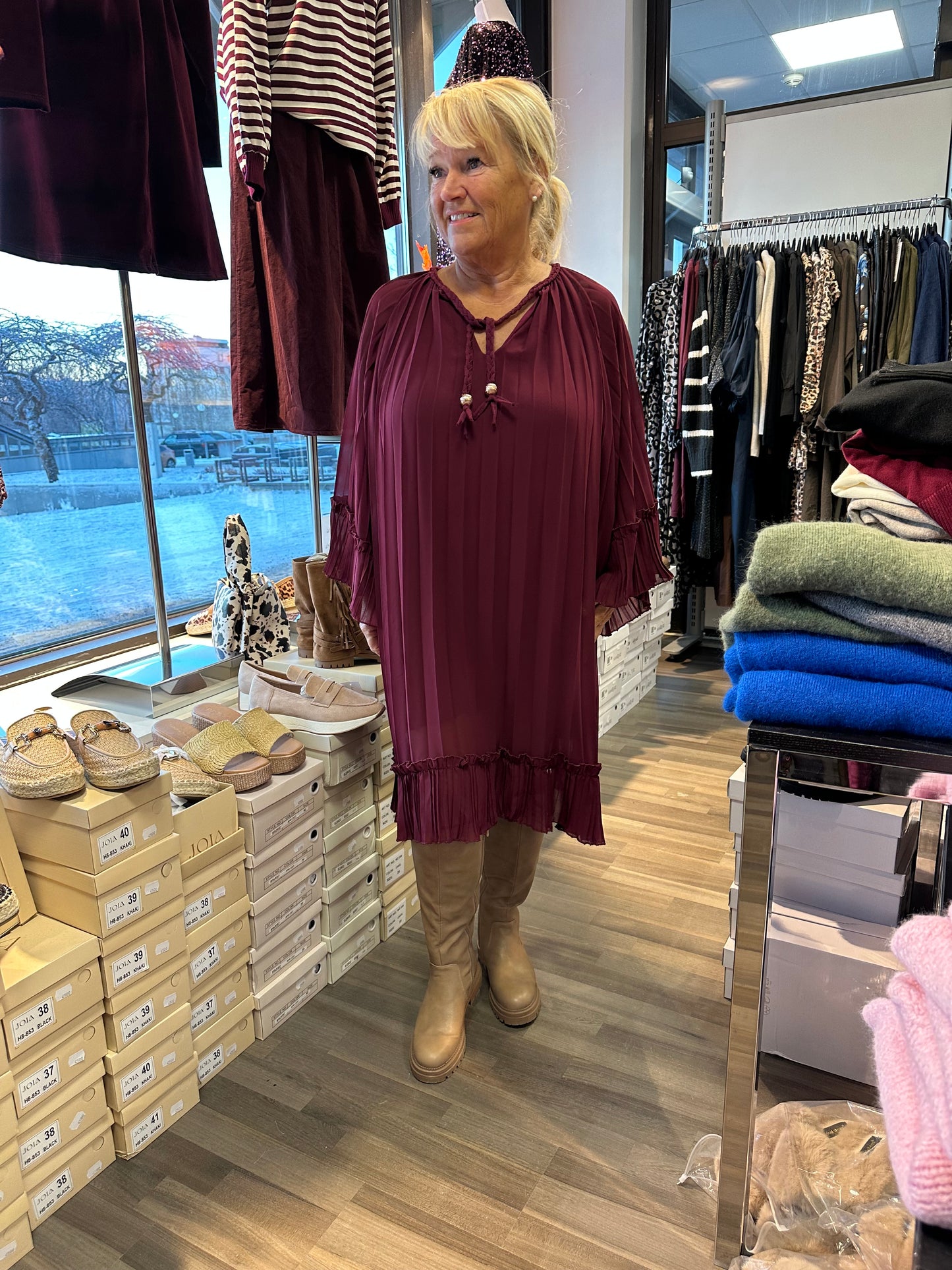 Plussize sifonkitunika/mekko viininpunainen