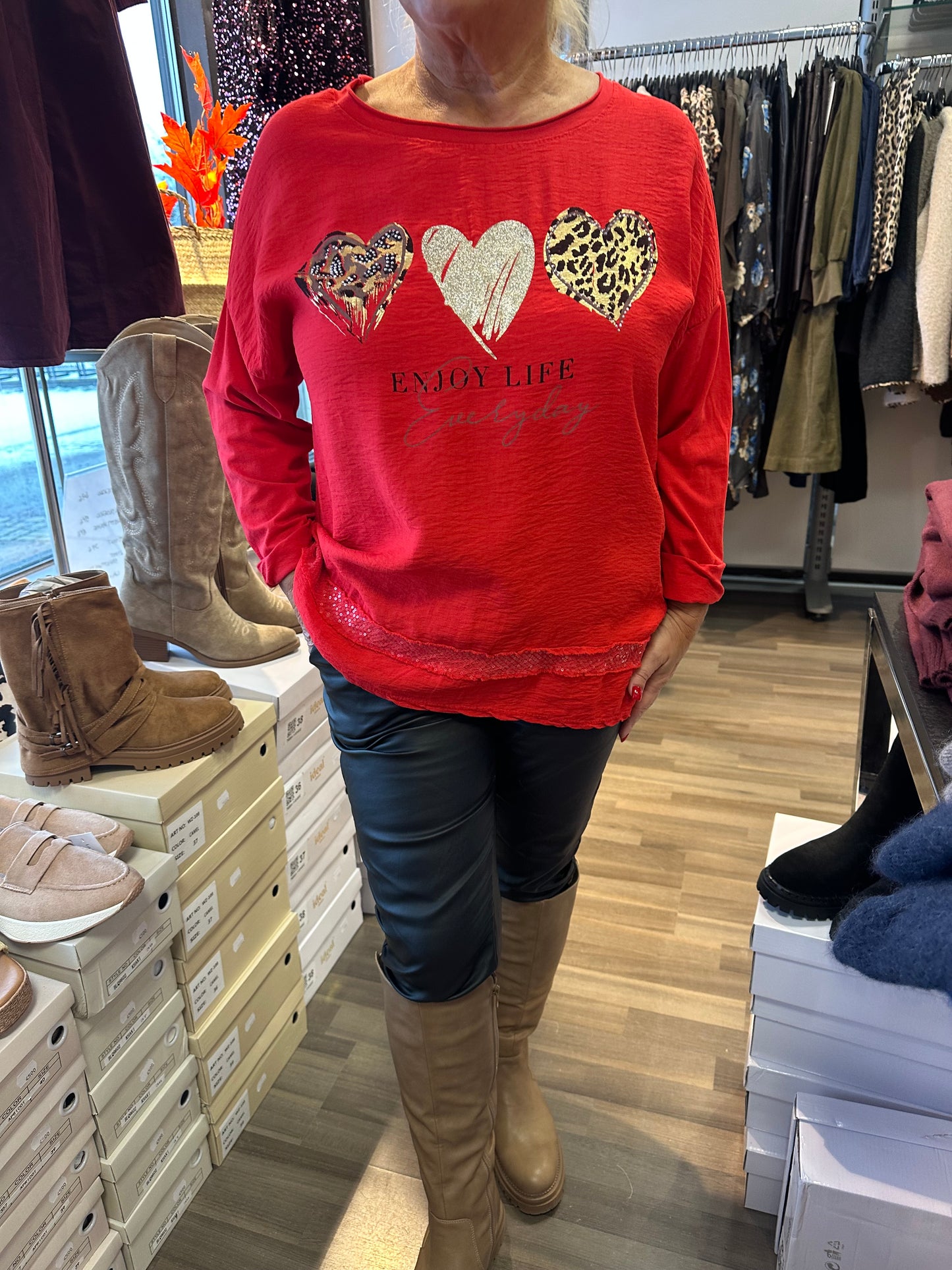 Pitkähihainen t-paita Enjoy punainen