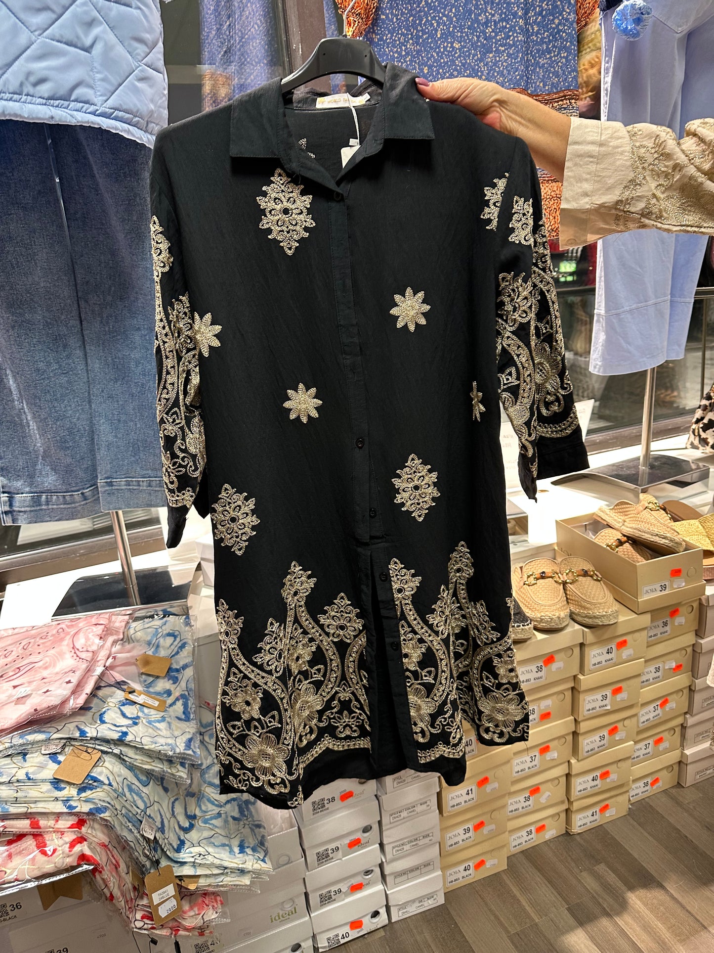 Plussize kirjailtu puuvillatunika (3 väriä)