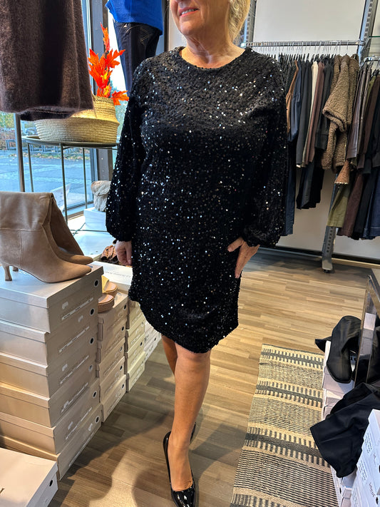 Samettinen paljettimekko musta