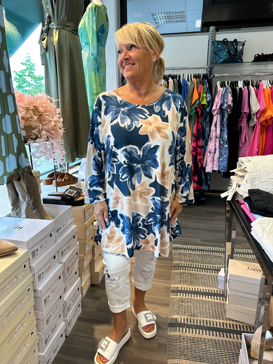 Liukaspintainen tunika sininen