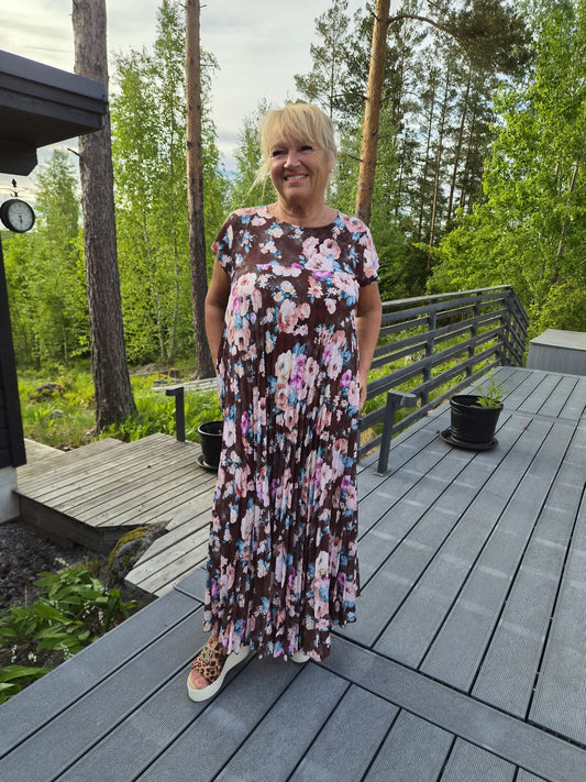 Kuviollinen pliseerattu mekko (5 väriä)