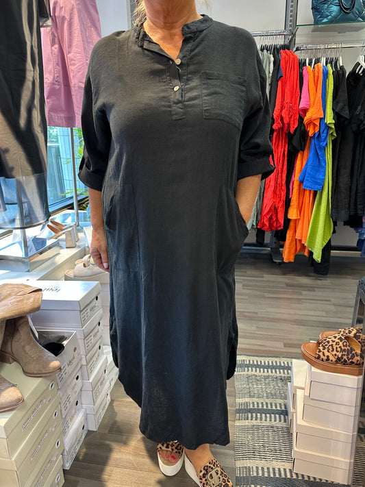 Pellava-viskoosimekko musta