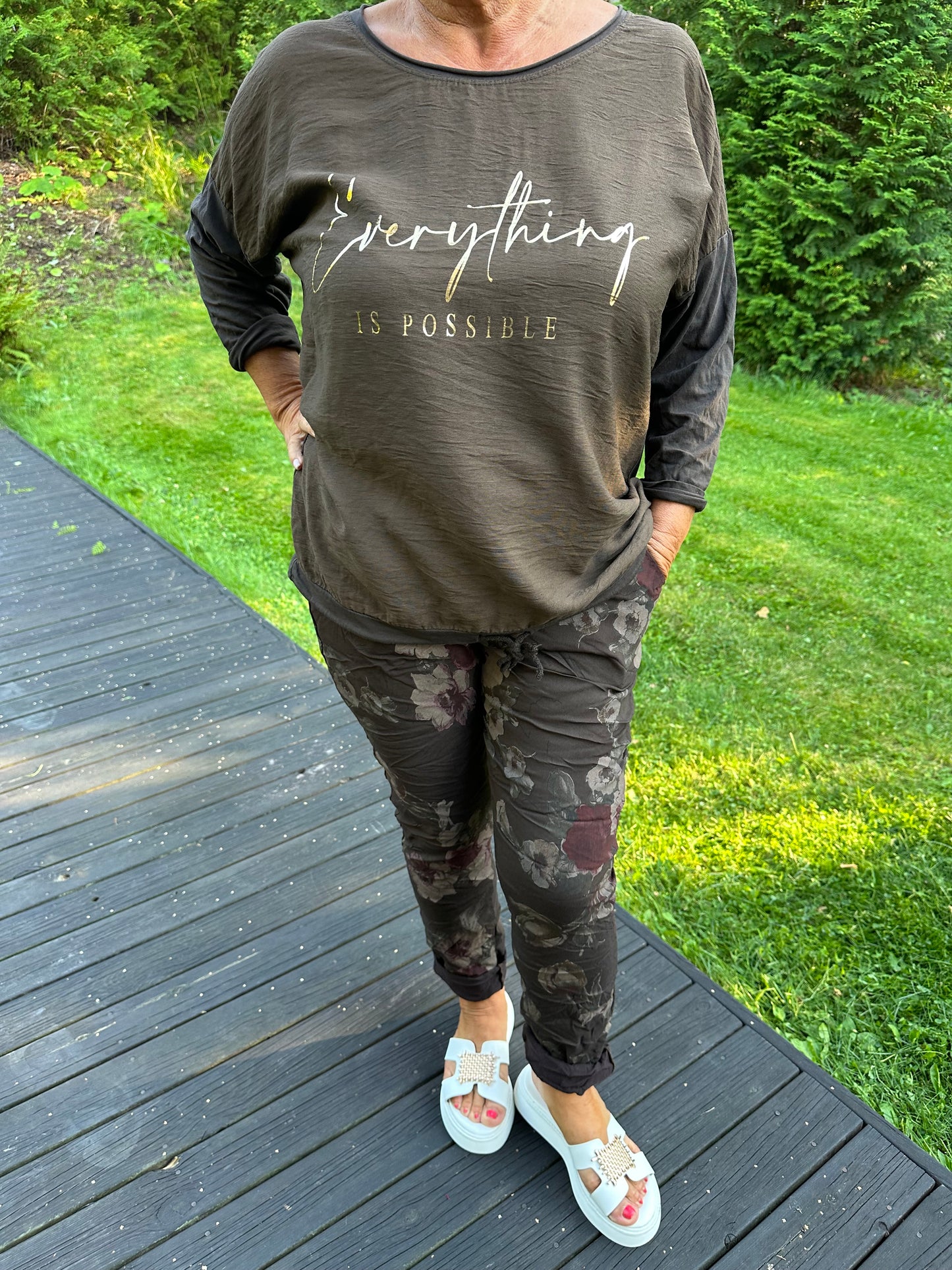 Fall Flower stretch housu ruskea