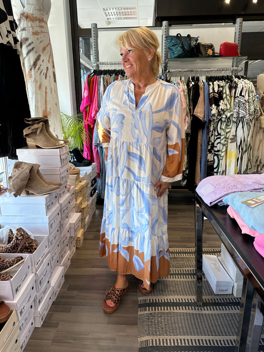 Kuviollinen viskoosimekko vaaleansininen