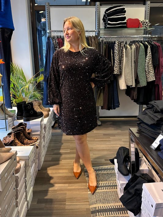 Samettinen paljettimekko ruskea