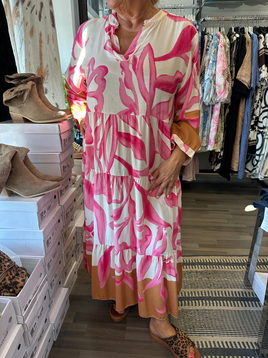 Kuviollinen viskoosimekko pinkki