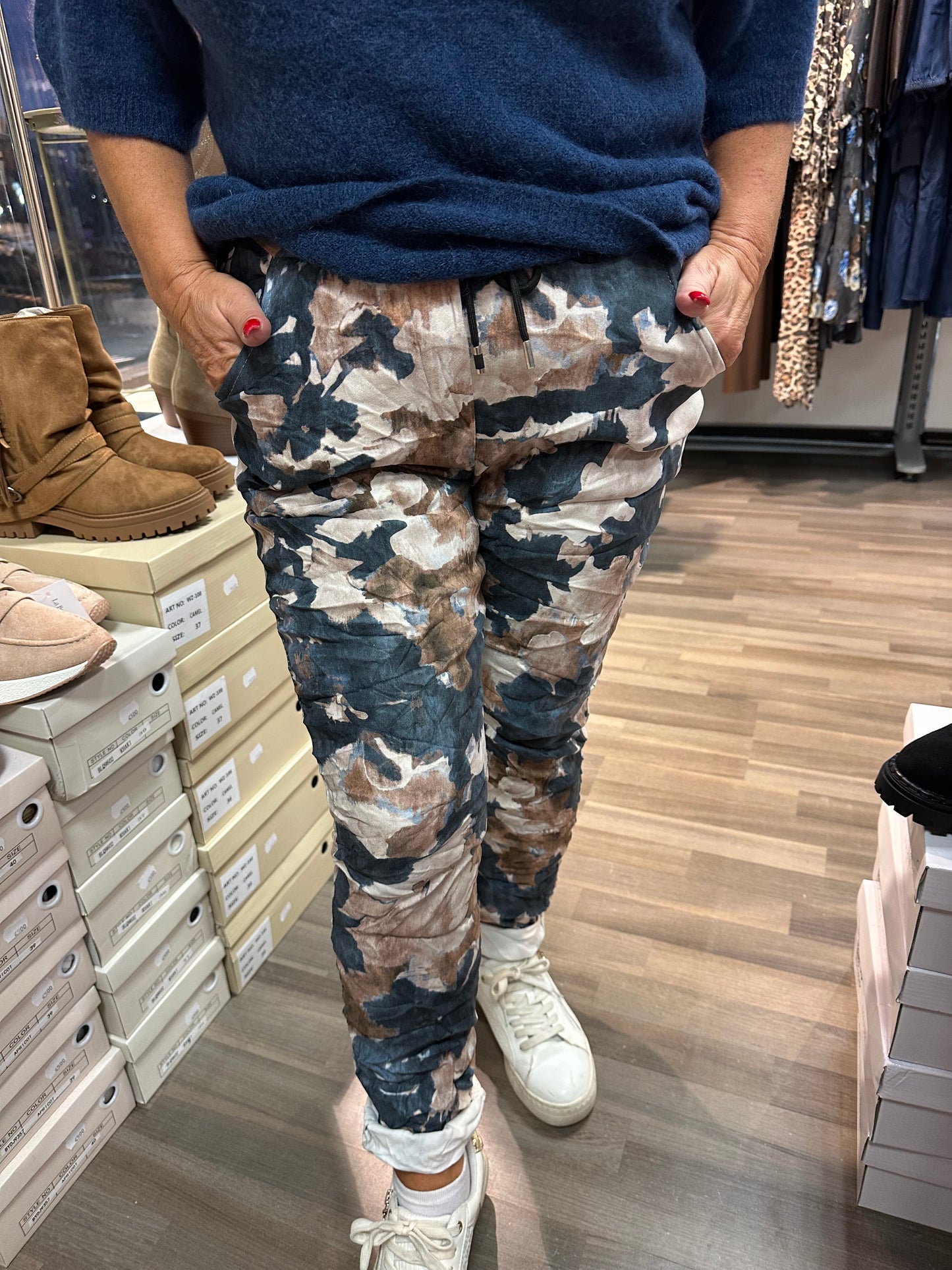 Kuviolliset säämiskähousut sininen