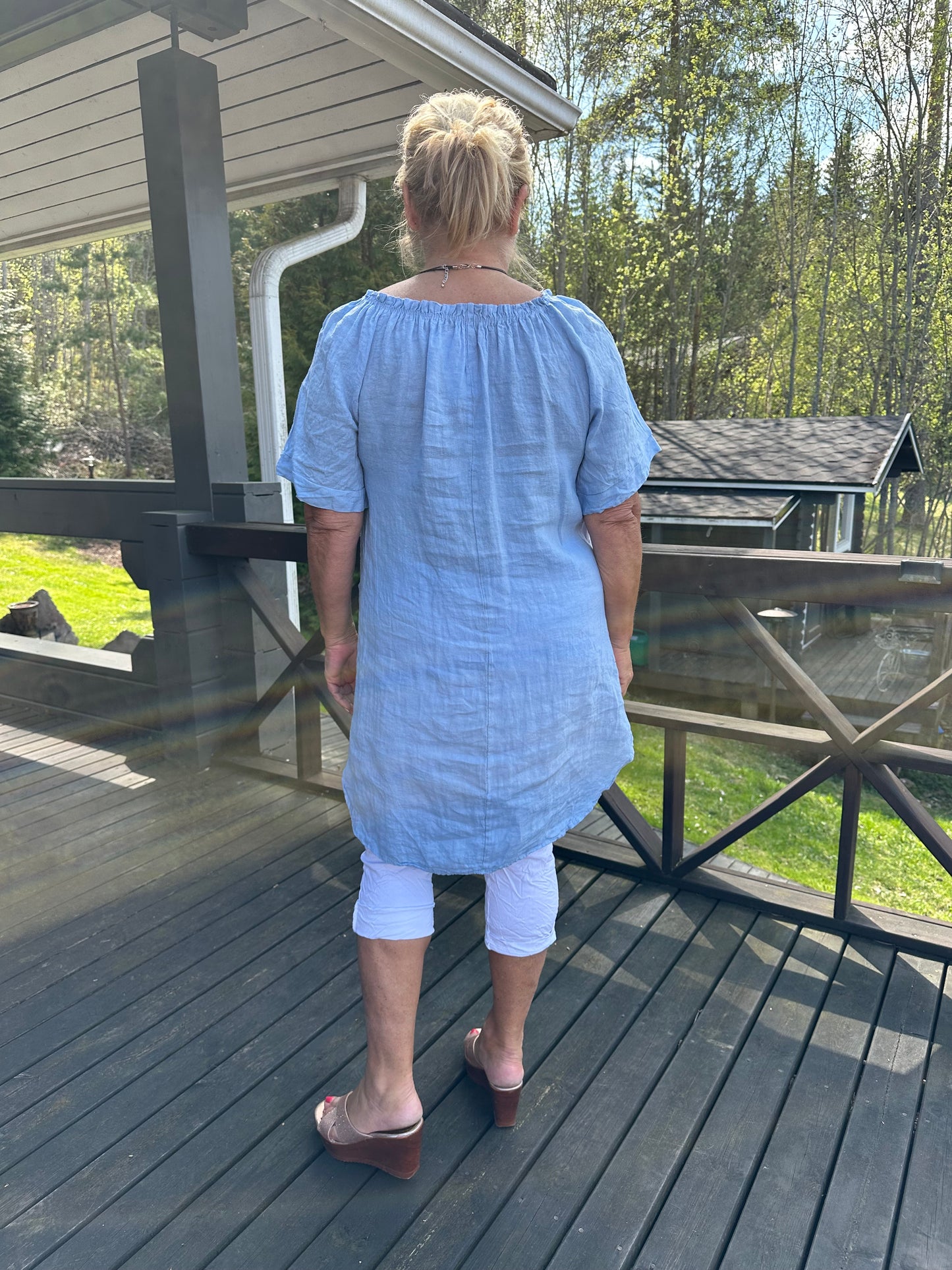 Pellavatunika vaaleansininen