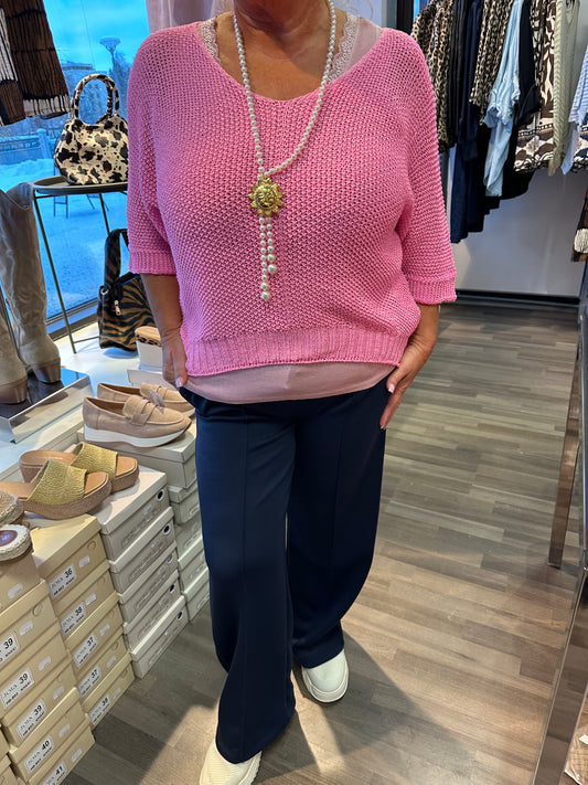 One size neule pinkki