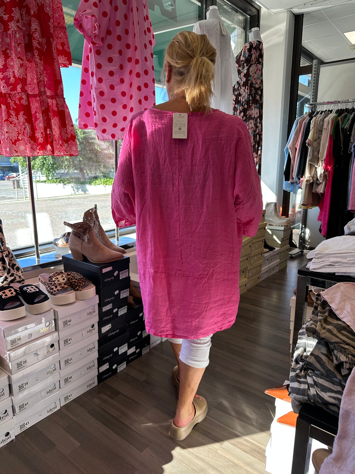 Plussize pellavapusero (roosa ja pinkki)