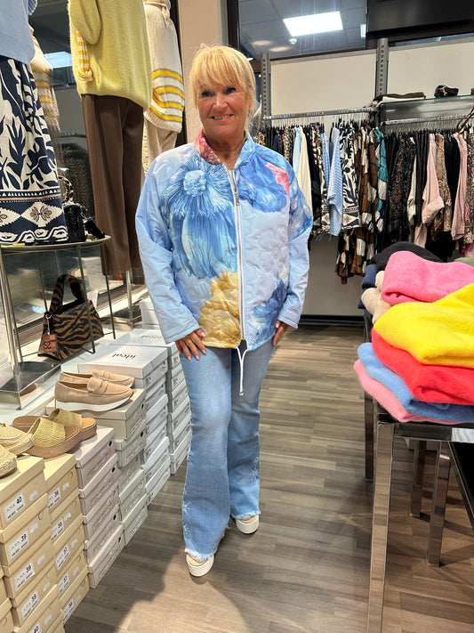 Bomber-mallinen tikkitakki sininen