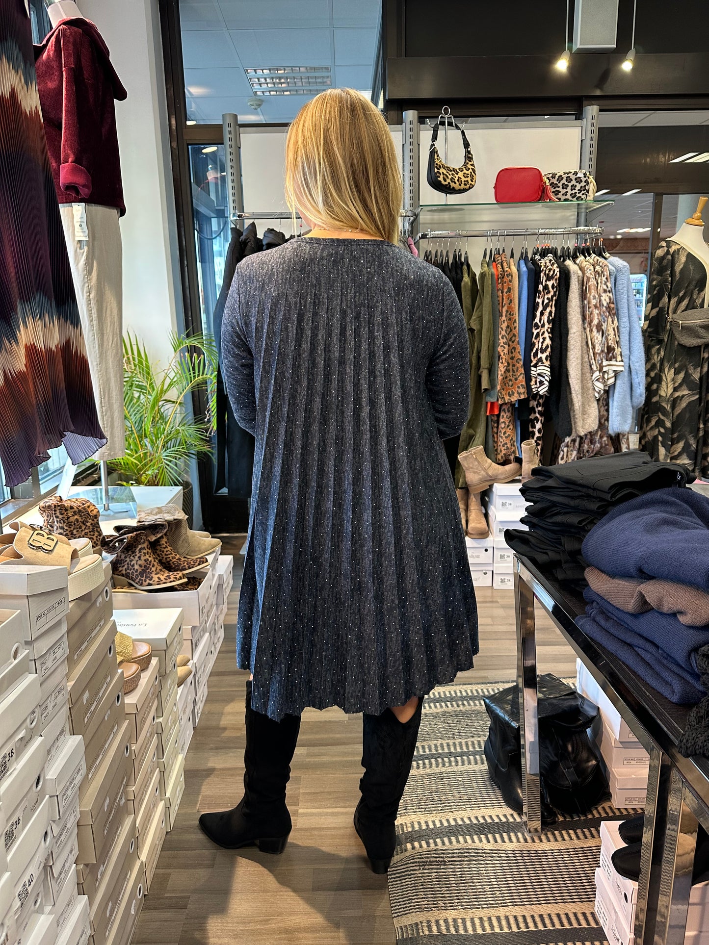 Bling pliseerattu neulemekko sininen