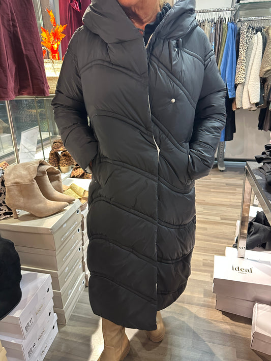 Pitkä toppatakki Alaska musta