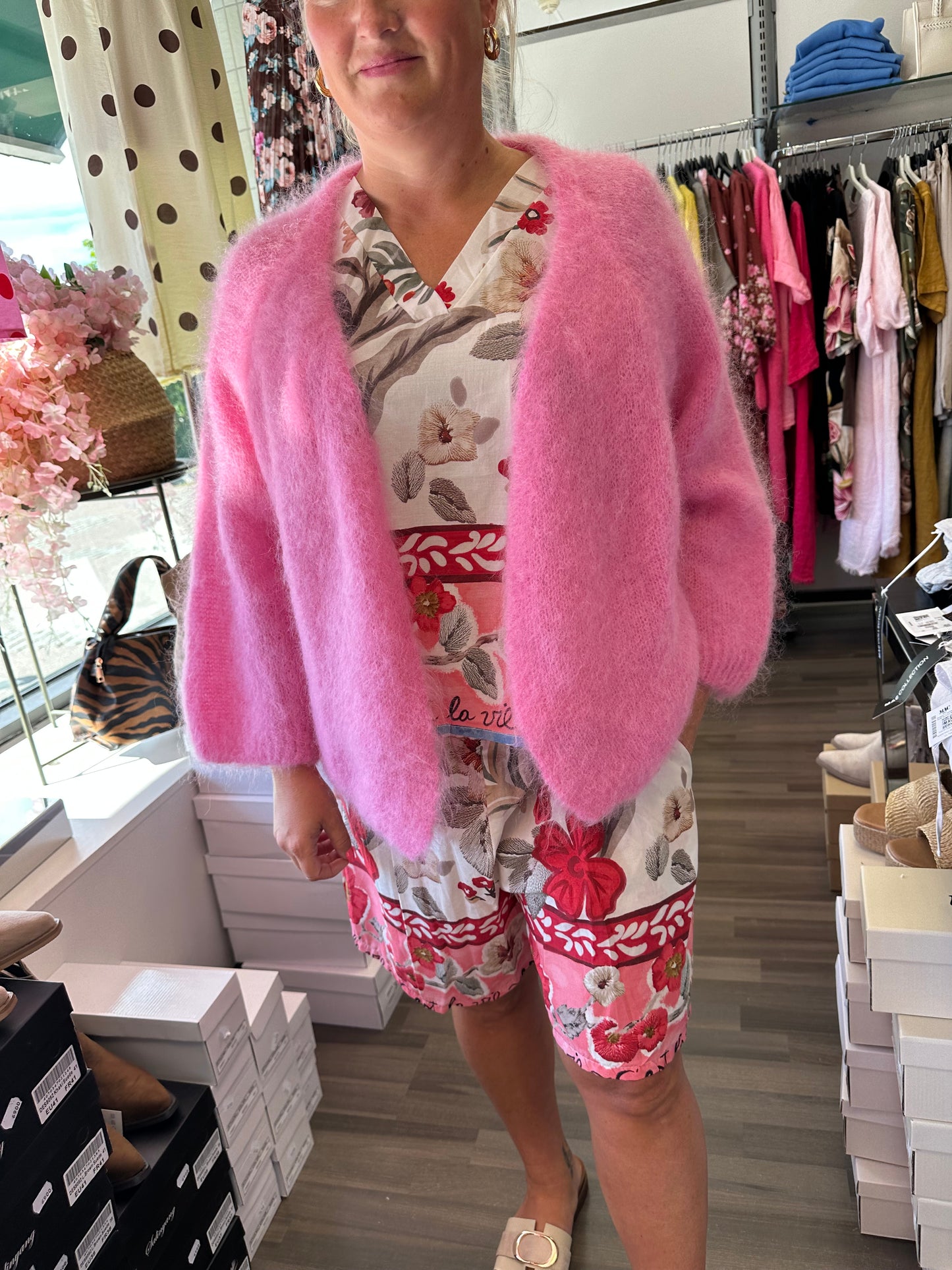 Mohair neuletakki pinkki