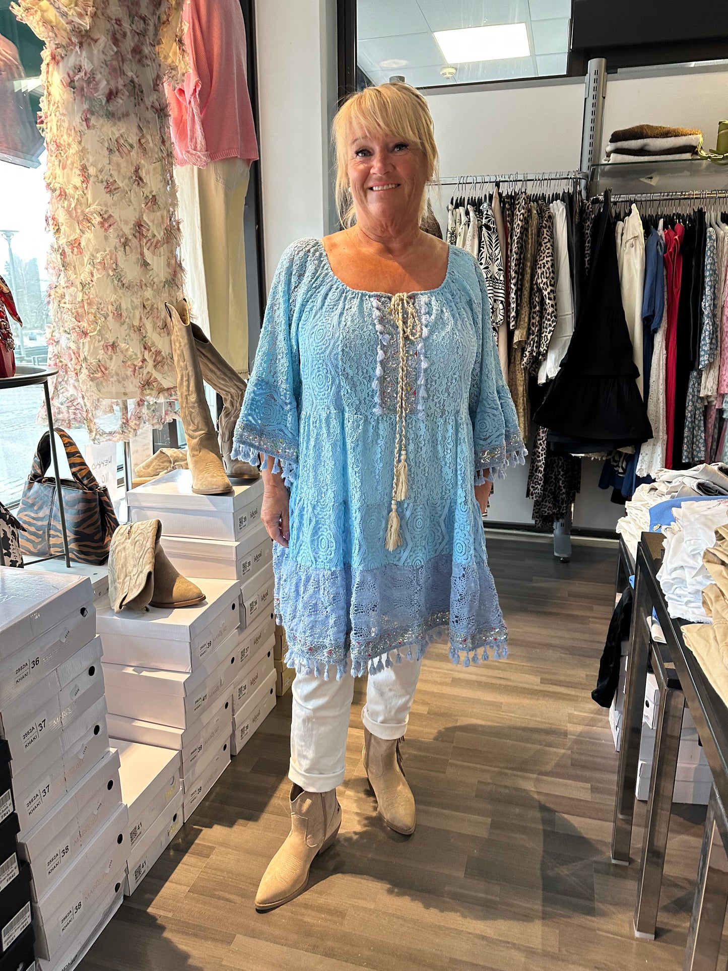 Plussize bohotunika sininen