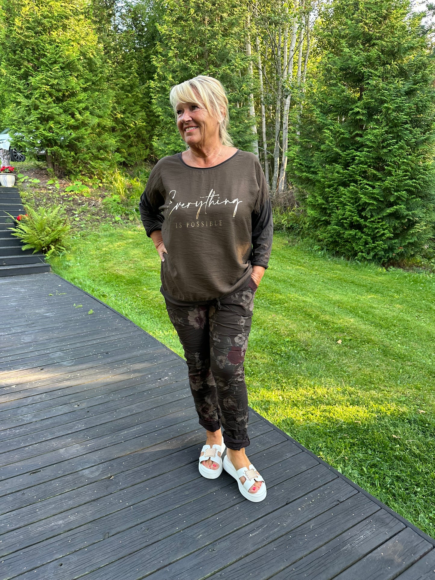 Fall Flower stretch housu ruskea