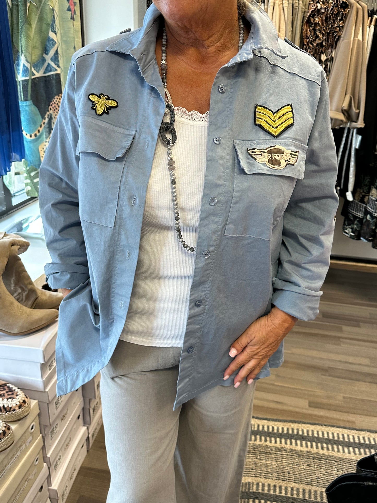 Puuvillajakku sininen