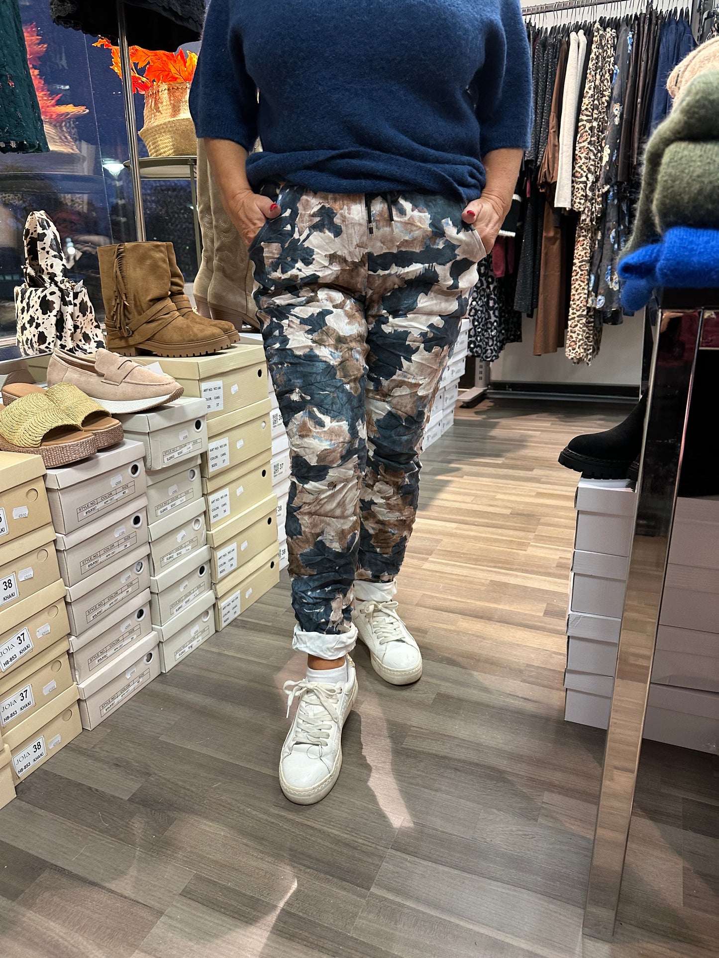 Kuviolliset säämiskähousut sininen