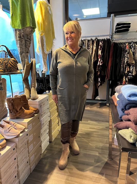 Vetoketjullinen neuletakki khaki