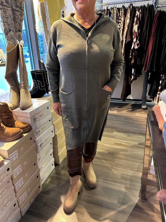 Vetoketjullinen neuletakki khaki